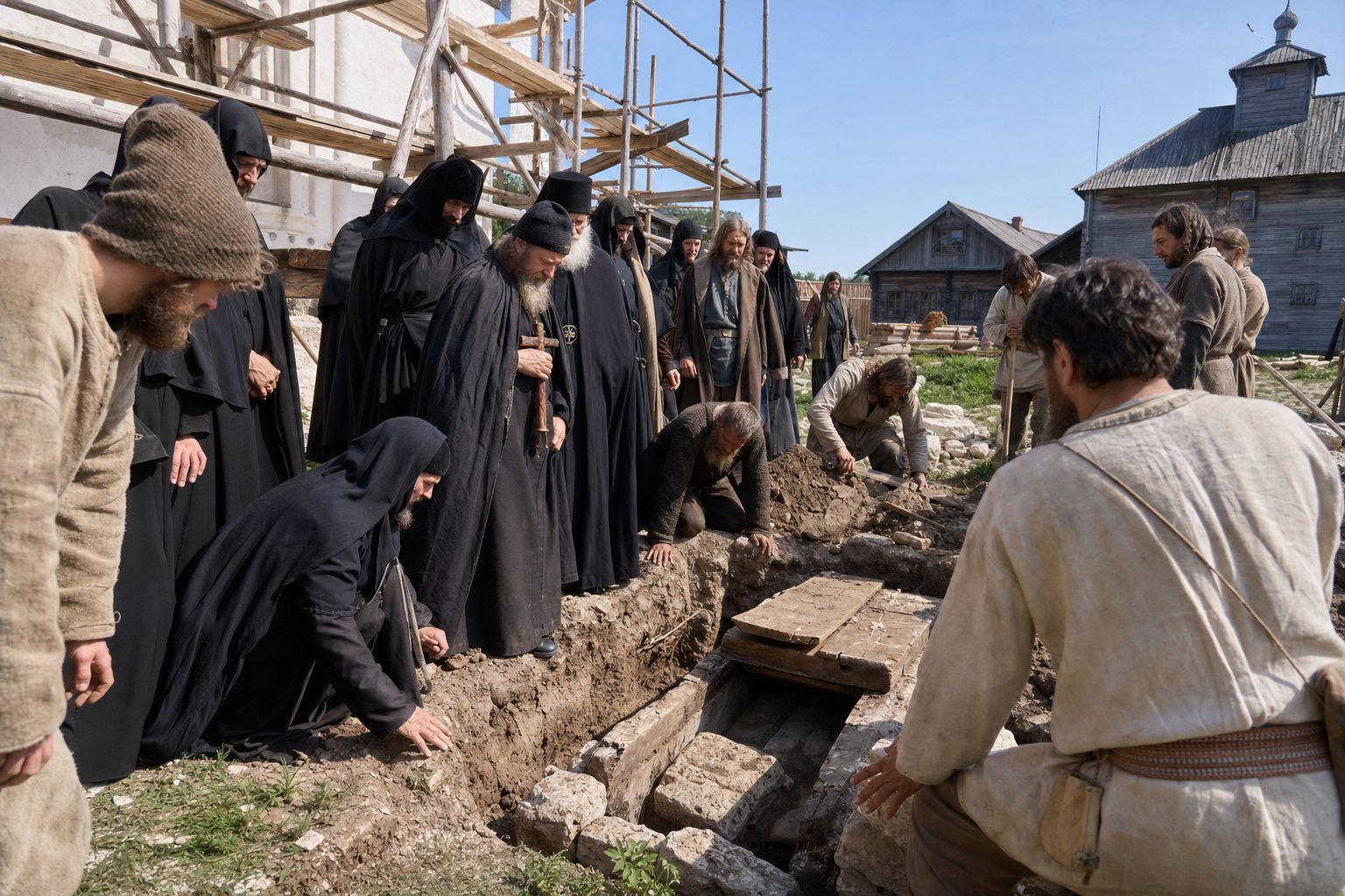 Foto-gerçekçi resim, Suzdal Mucizesi Yapan Babamız Eufimios'un cenazesinin bulunması, Ortodoks takvim, 2026-07-17, relic_or_church_event Foto-gerçekçi resim, Suzdal Mucizesi Yapan Babamız Eufimios'un cenazesinin bulunması, Ortodoks takvim, 2026-07-17, relic_or_church_event